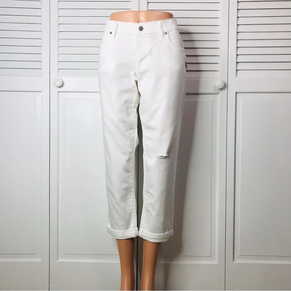 New OLD NAVY White Low Rise Stretch Boyfriend Skinny Jeans Size 10